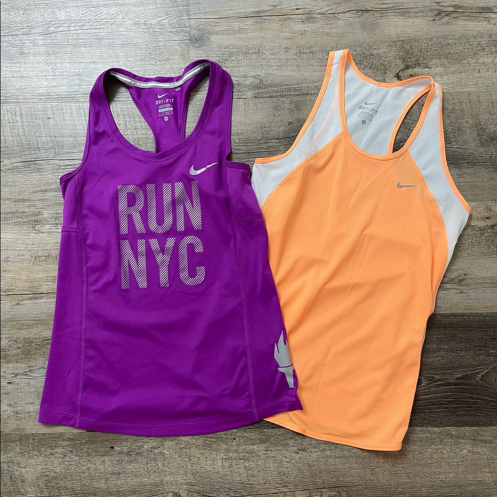 Bundle NIKE Running Dri-Fit Women’s Sleeveless T-shirt Purple (XS) Orange (S)